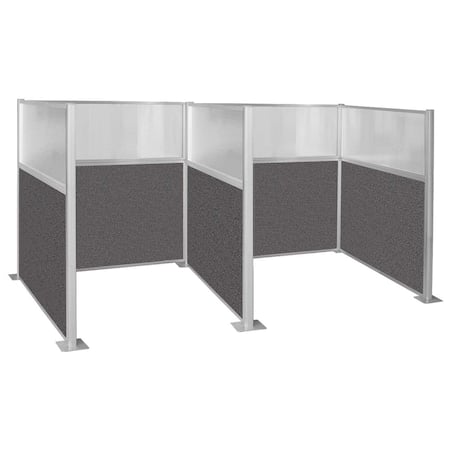 Pre-Configured Hush Panel Cubicle 6' x 6' W/ Window Charcoal Gray Fabric MPN:1859607