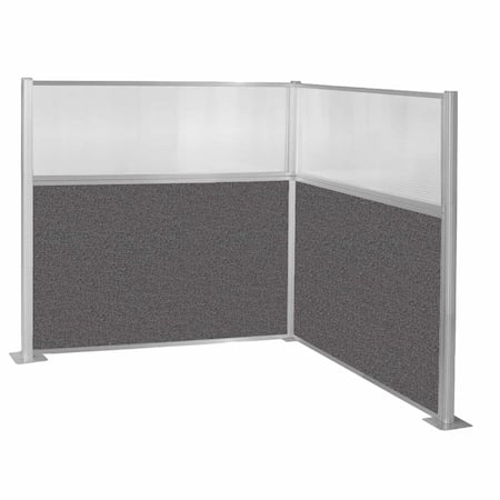 Pre-Configured Hush Panel Cubicle (L Shape) 6' x 6' L-Build W/ Window Charcoal Gray Fabric MPN:1861007
