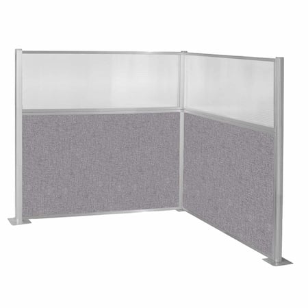 Pre-Configured Hush Panel Cubicle (L Shape) 6' x 6' L-Build W/ Window Cloud Gray Fabric MPN:1861008