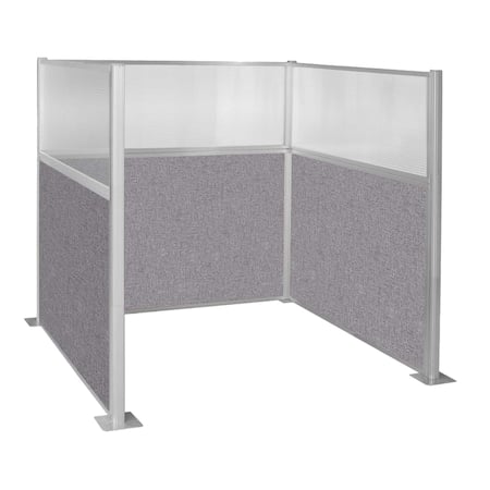 Pre-Configured Hush Panel Cubicle (U Shape) 6' x 6' W/ Window Cloud Gray Fabric MPN:1861208