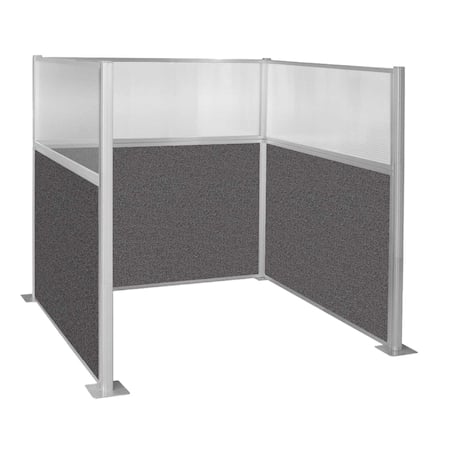 Pre-Configured Hush Panel Cubicle (U Shape) 6' x 6' W/ Window Charcoal Gray Fabric MPN:1861407