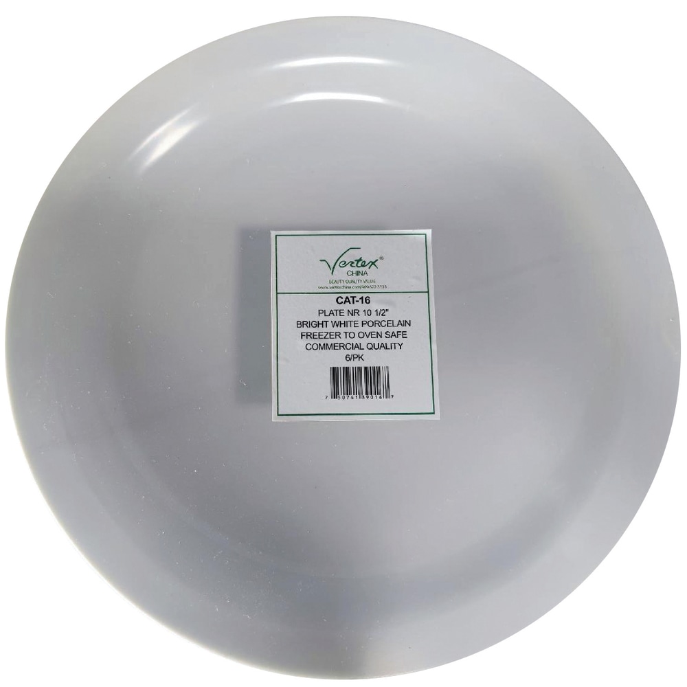 Hoffman Vertex China Catalina Collection Narrow Rim Plates, 10-1/2in, Bright White, Case Of 12 Plates MPN:CAT-16/6