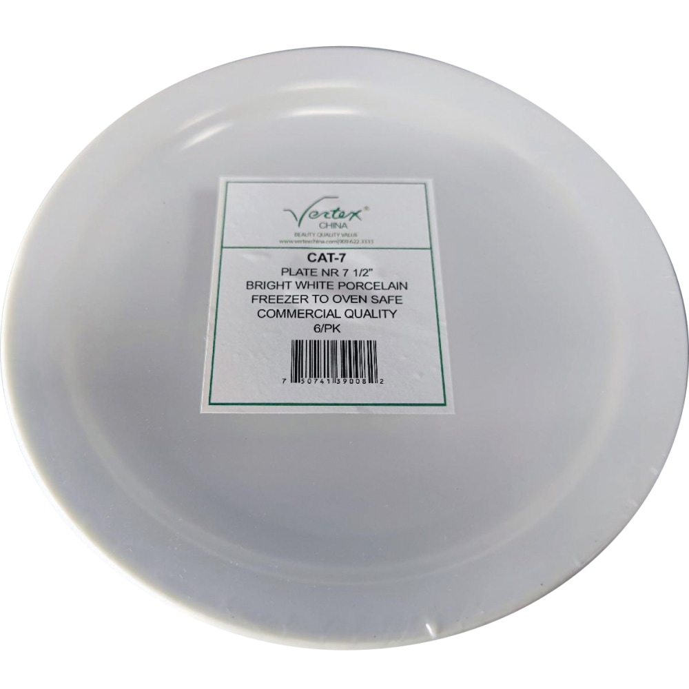 Hoffman Vertex China Catalina Collection Narrow Rim Plates, 7-1/2in, Bright White, Case Of 36 Plates MPN:CAT-7/6