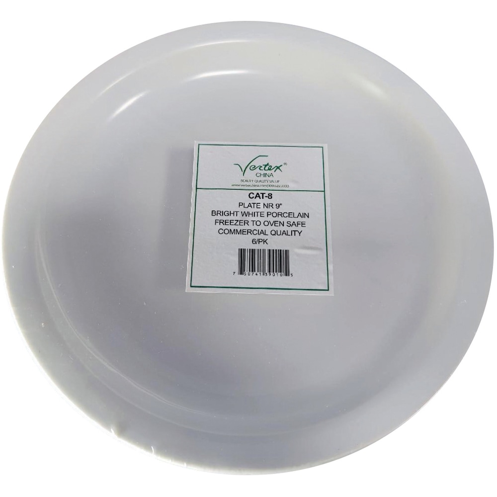 Hoffman Vertex China Catalina Collection Narrow Rim Plates, 9in, Bright White, Case Of 24 Plates MPN:CAT-8/6