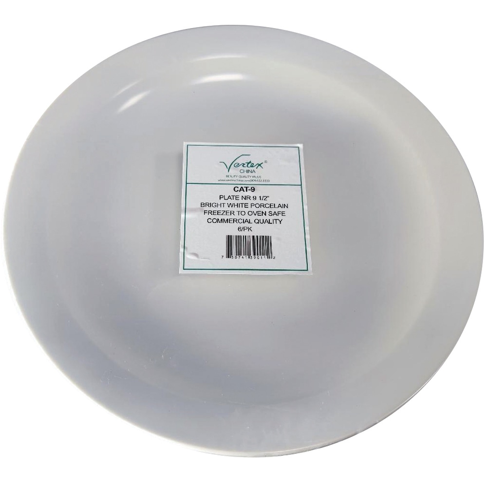 Hoffman Vertex China Catalina Collection Narrow Rim Plates, 9-1/2in, Bright White, Case Of 24 Plates MPN:CAT-9/6