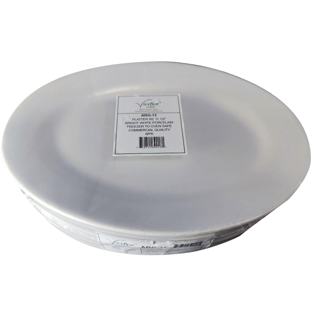 Hoffman Vertex China Ceramic Argyle Collection Rolled Edge Platters, 11-1/2in, Bright White, Case Of 12 Platters MPN:ARG-13/6