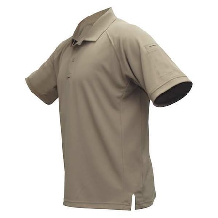 Tactical Polo Shirt, 100% Polyester, Button Front, 2 Pocket(s), Tan, S MPN:VTX4000TNP