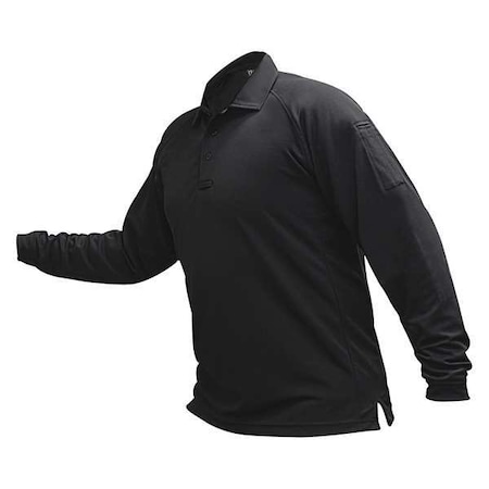 Tactical Polo Shirt, 100% Polyester, Button Front, 2 Pocket(s), Black, M MPN:VTX4020BKP
