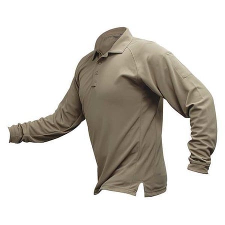 Tactical Polo Shirt, 100% Polyester, Button Front, 2 Pocket(s), Tan, Xl MPN:VTX4020TNP