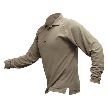 Tactical Polo Shirt, Polyester, Button Front, 2 Pocket(s), Tan, M MPN:VTX4020TNP