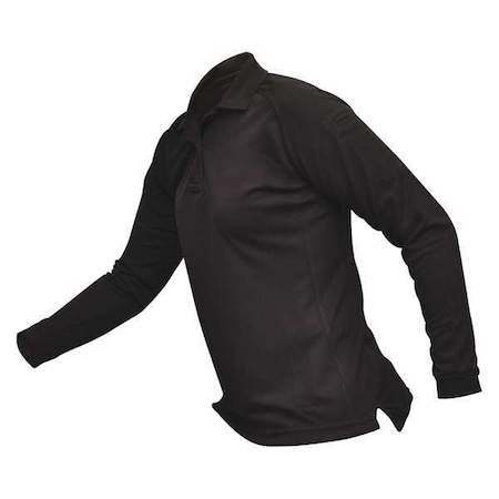 Tactical Polo Shirt, 100% Polyester, Button Front, 2 Pocket(s), Black, S MPN:VTX4030BKP