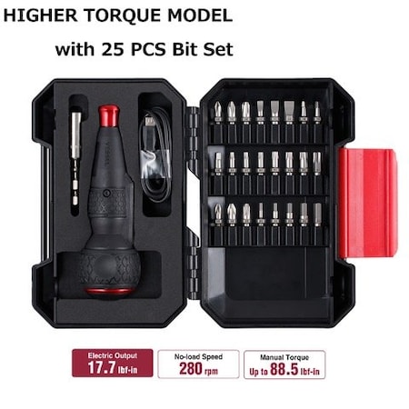 Rechargeable Screwdriver, 25PCS Bit Set MPN:220USBC25U