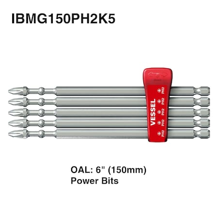 IMPACT BALL Torsion Bit PH2x150, PK5 MPN:IBMG150PH2K5