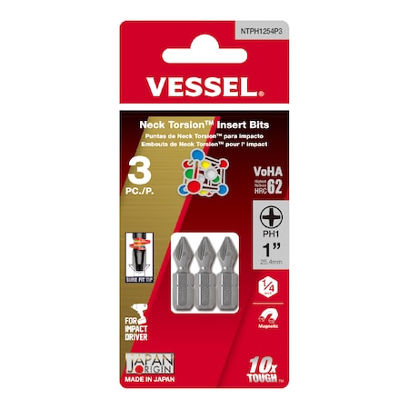 NECK TORSION Insert Bit PH1x25.4, PK3 MPN:NTPH1254P3