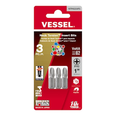 NECK TORSION Insert Bit PH3x25.4, PK3 MPN:NTPH3254P3