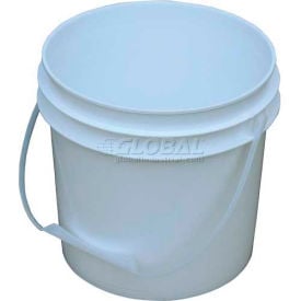 1 Gallon Open Head Plastic Pail PAIL-1-PWP with Plastic Handle - White PAIL-1-PWP