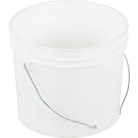2 Gallon Open Head Plastic Pail PAIL-2-PWS with Steel Handle - White PAIL-2-PWS