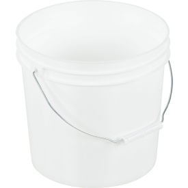 3.5 Gallon Open Head Plastic Pail PAIL-35-PWS with Steel Handle - White PAIL-35-PWS