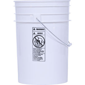 6 Gallon Open Head Plastic Pail PAIL-6-PWS with Steel Handle - White PAIL-6-PWS