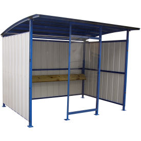 Steel Smokers Shelter With Clear Front Panel & Wooden Bench Rail 120
