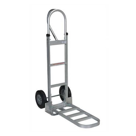 Silver P-Handle Hand Truck Hard Rubber Wheels MPN:ALUM-P-HR