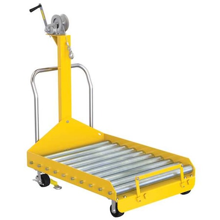 Yellow Battery Transfer Platform With Winch And Casters 4000 lb MPN:BTC-CART-WINCH
