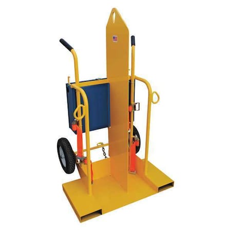 Yellow Welding Cylinder Torch Cart Pneumatic Wheel 500 lb Capacity MPN:CYL-2