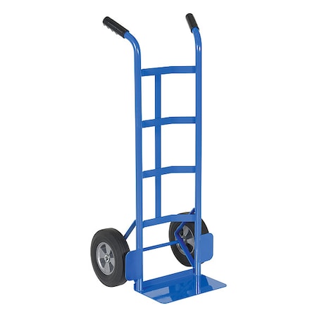 Blue Steel Dual Handle Hand Truck Hard Rubber Wheels 500 lb MPN:DHHT-500S-HR