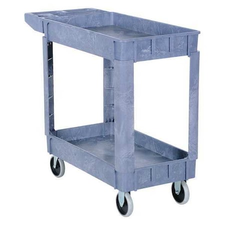 Plastic Utility Cart, 2 Shelves, 17.5 x 31, Foam Plastic, 550 lb Load Capacity, 2 Shelves, 18.5