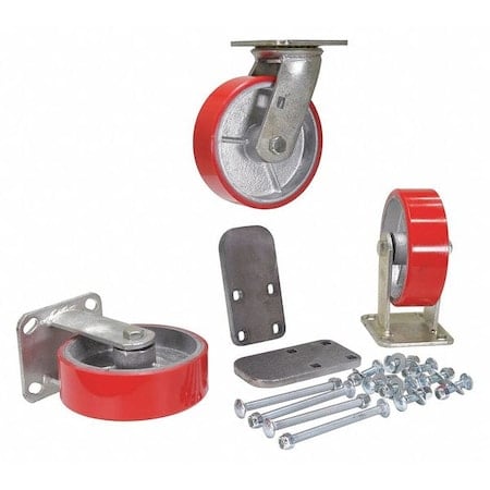 H-Style -25 & -50 Hopper Poly-On-Steel Caster 3 Piece 3600 lb 6 x 2, PK3 MPN:H-CK3-PU6-2
