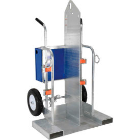 Vestil Galvanized Welding Cylinder Cart Foam-Filled Wheels 28 x 37-1/2 x 69-1/8 CYL-2-FF-G