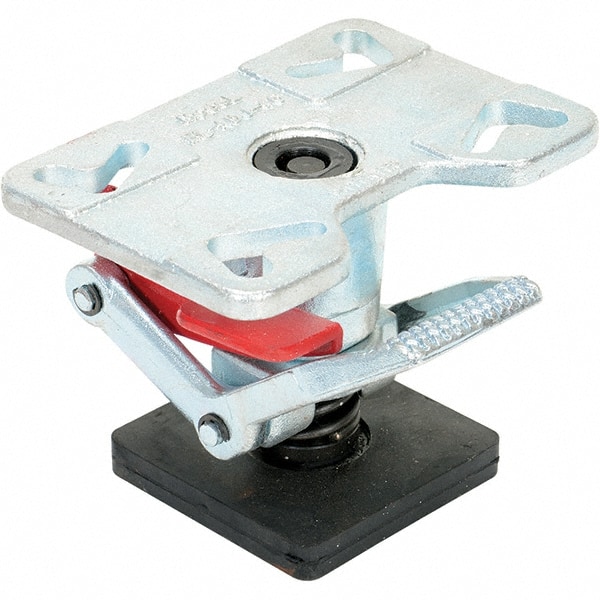 Floor Locks, Top Plate Size: 4.5 x 6.5 in , Attaching Bolt Size: 0.38in , Top Plate Thickness: 0.38in , Maximum Height: 8in , Color: Silver  MPN:FL-ADJ-46