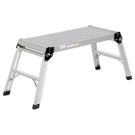 Aluminum Folding Step Platform, 19.4375 Overall Height, Aluminum, Silver MPN:AFSP-2
