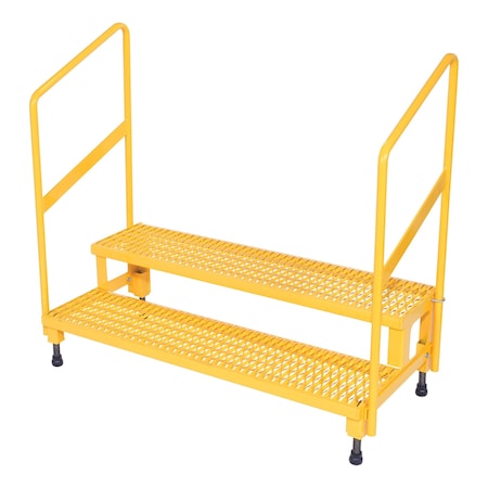 Adjust Step Stand, 2 Step, Handrail, 48x23, 43.125 Overall Height, Steel, Yellow MPN:ASP-48-HR