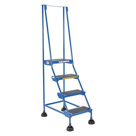 72.9375 H Steel Commercial Spring Loaded Rolling Ladder, 4 Steps MPN:LAD-4-B