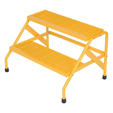 Alum Step Stand, 2 Step, Wide, Bolt, 500 lb., 2 Steps, 20 Overall Height, Aluminum, Yellow MPN:SSA-2W-KD-Y