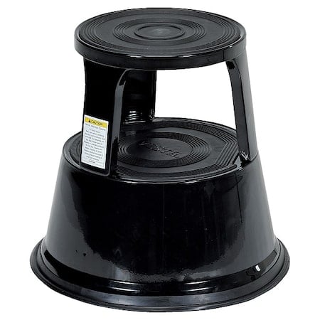Rolling Step Stool - Black, 2 Steps, 17.125 Overall Height, Steel, Black MPN:STEP-17-BK