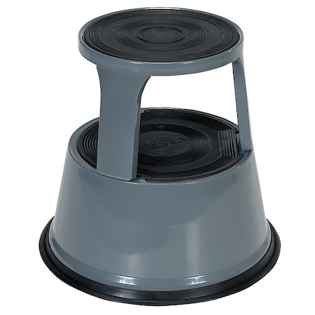 Rolling Step Stool - Gray, 2 Steps, 17.125 Overall Height, Steel, Gray MPN:STEP-17-GY