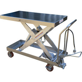 Vestil™ Hydraulic Mobile Scissor Lift Table Partially Stainless Steel 24 x 47 2000 Lb. Cap. AIR-2000-PSS