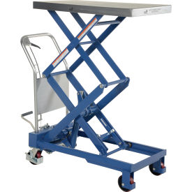 Vestil™ Double Scissor Hydraulic Elevating Cart 800 lb. Cap 32-1/2 x 20 Platform Silver/Blue CART-800-D-TS