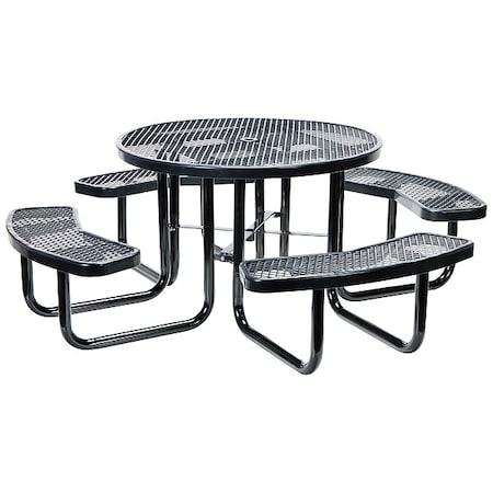 Round Picnic Table, Black, Metal, 81-1/4 in MPN:PT-MX-RT-46-BK