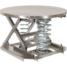 Vestil™ Stainless Steel Solid Manual Carousel Top Spring Scissor Table 4500 Lb. Cap. Silver SST-45-PSS-ST