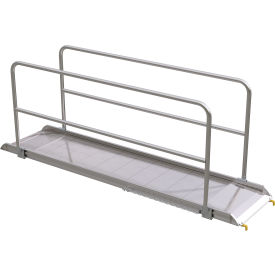 Vestil™ Aluminum Wheel Walk Ramp Steel w/ Handrails 123-1/16''L x 28''W 2200 Lb. Cap. Silver AWR-28-10B-HR