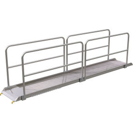 Vestil™ Aluminum Wheel Walk Ramp Steel w/ Handrails 170-13/16''L x 28''W 1600 Lb. Cap.Silver AWR-28-14B-HR