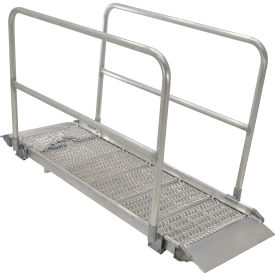 Vestil™ Aluminum Walk Ramps with Handrails 120-1/4''L x 39-3/8''W 2200 Lb. Capacity Silver AWR-G-38-10A-HR