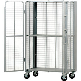 Vestil Folding Security Cart with 2 Shelves 2000 lb. Cap. 45-1/8
