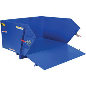 Steel Self-Dumping Forklift Hopper W/Drop-Down Front Ramp 1 Cu. Yd. 2000 Lbs. Cap. Blue HDROP-100-LD