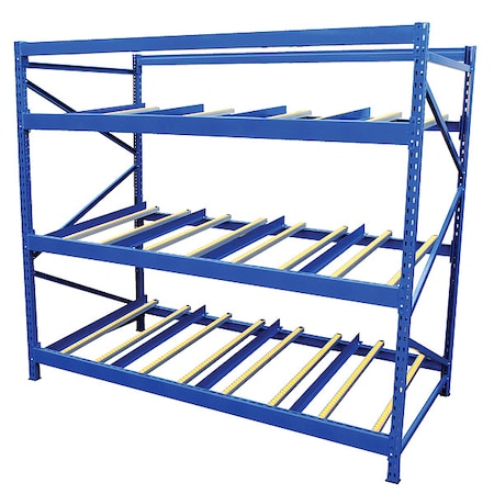 Starter Gravity Flow Rack, 36 in D, 96 in W, 3 Shelves, Blue MPN:FLOW-3-3