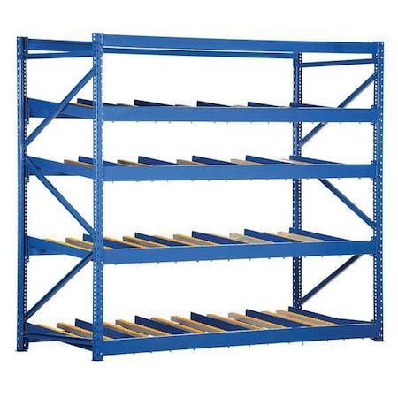 Starter Gravity Flow Rack, 36 in D, 96 in W, 4 Shelves, Blue MPN:FLOW-3-4