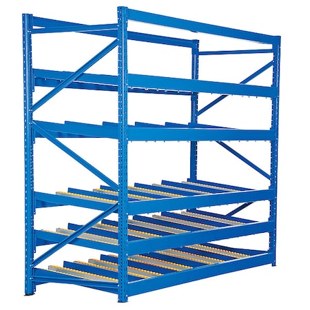 Starter Gravity Flow Rack, 36 in D, 96 in W, 5 Shelves, Blue MPN:FLOW-3-5